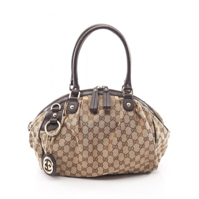 グッチ GUCCI スーキー GGキャンバス ハンドバッグ バッグ キャンバス レザー レディース ベージュ系 / ブラウン系 223974 【中古】