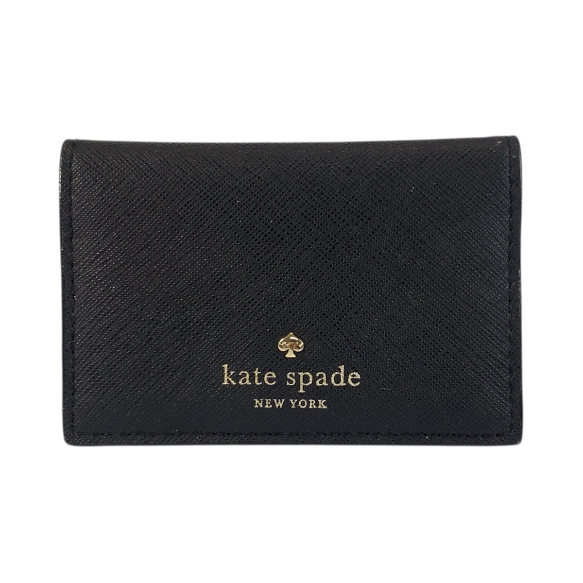 美品 Kate Spade ケイトスペード ブラック 黒 ゴールド金具 レザー カードケース 名刺入れ 601608 【中古】