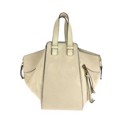LOEWE ロエベ ハンモック ホワイト ベージュ ゴールド金具 レザー ハンドバッグ 1-0294226 【中古】