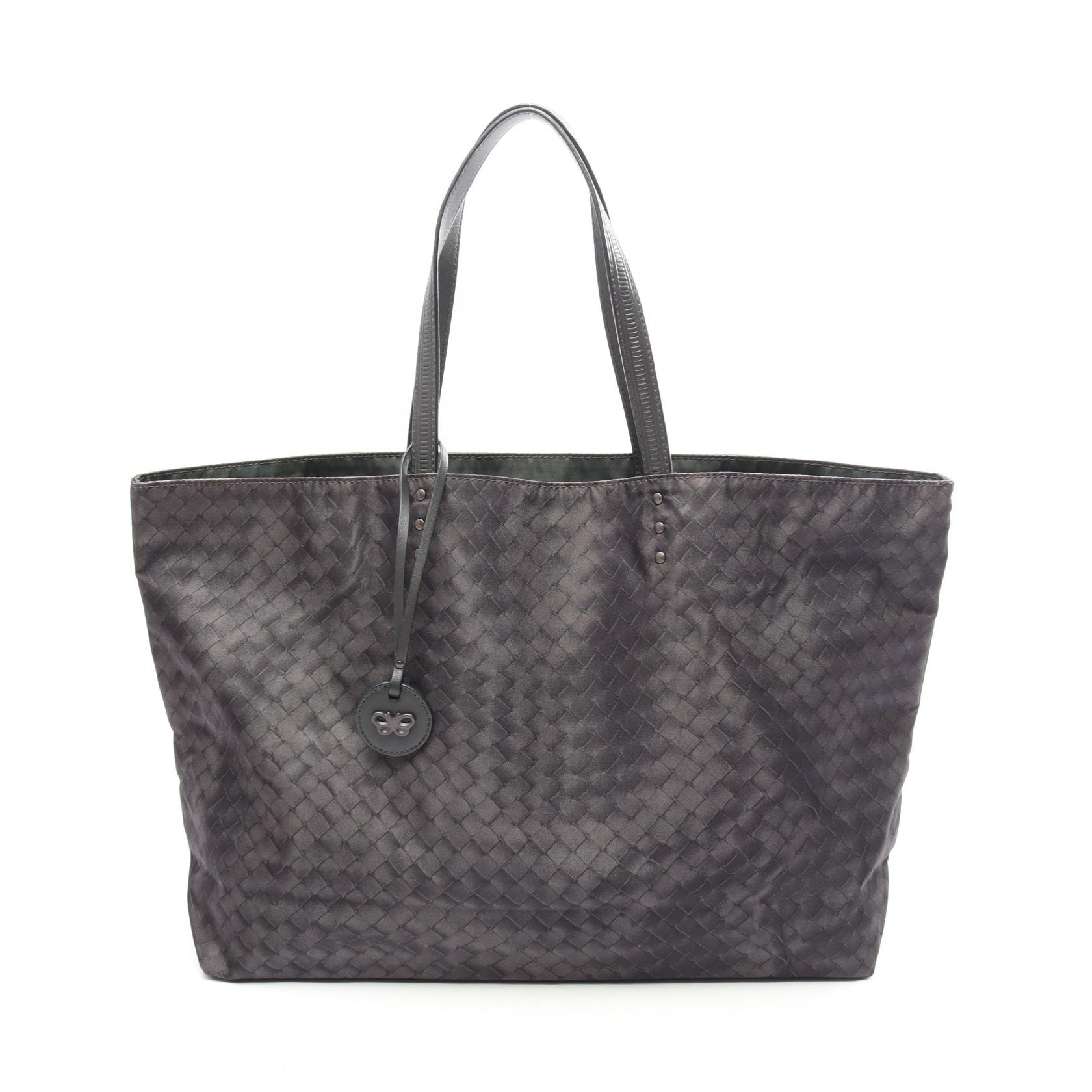 ボッテガヴェネタ BOTTEGA VENETA イントレッチオ リュージョン トートバッグ バッグ ナイロン レザー レディース ブラック系 【中古】