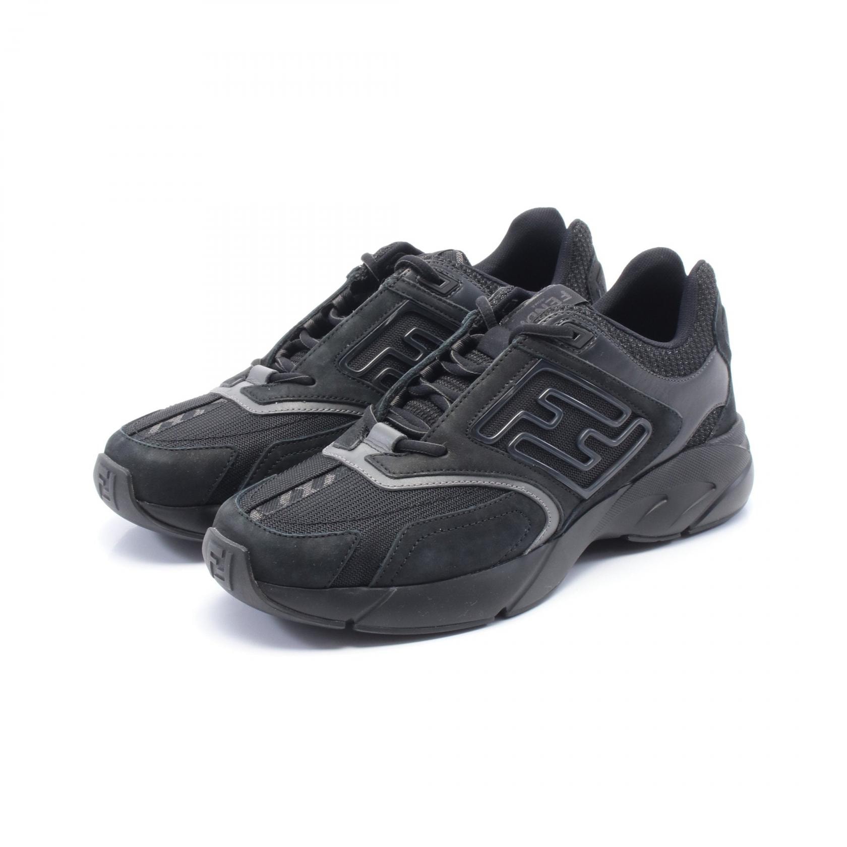 フェンディ FENDI FASTER スニーカー 靴 レザー ファブリック メンズ ブラック系 【中古】