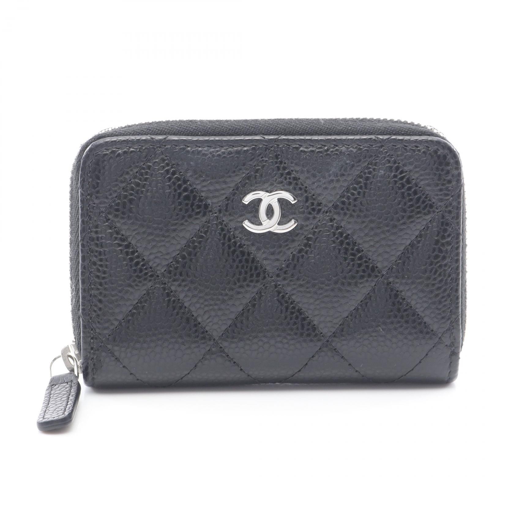 シャネル CHANEL クラシック ジップ コインパース マトラッセ コインケース 財布 カーフ(牛革) レディース ブラック系 AP0216 【中古】