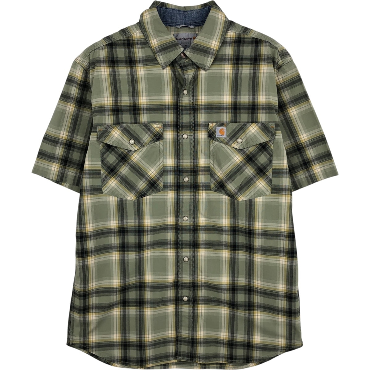古着 カーハート Carhartt RELAXED FIT チェック柄 半袖 ワークシャツ メンズM相当/eaa477515