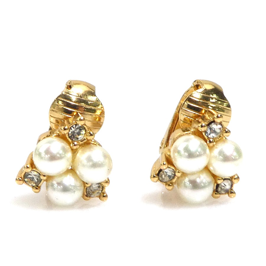 クリスチャンディオール Christian Dior イヤリング メタル ゴールド/ホワイト レディース【中古】 56687a