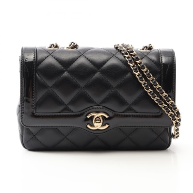 シャネル CHANEL マトラッセ ショルダーバッグ バッグ ラムスキン(羊革) パテントレザー レディース ブラック系 【中古】