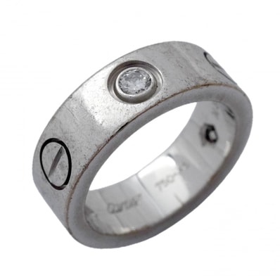 【6jdb0408-38】カルティエ リング ラブ 3PD K18WG ホワイトゴールド ダイヤモンド #46【中古】レディース