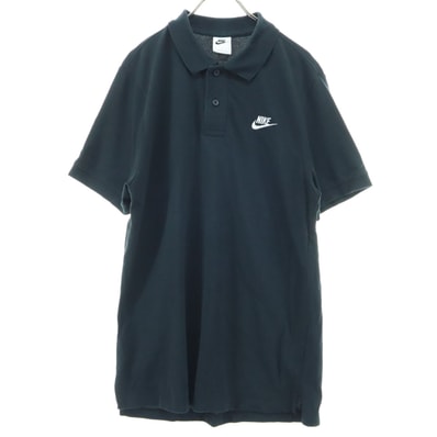 NIKE ナイキ ワンポイント刺_ 半袖 ポロシャツ S ブラック