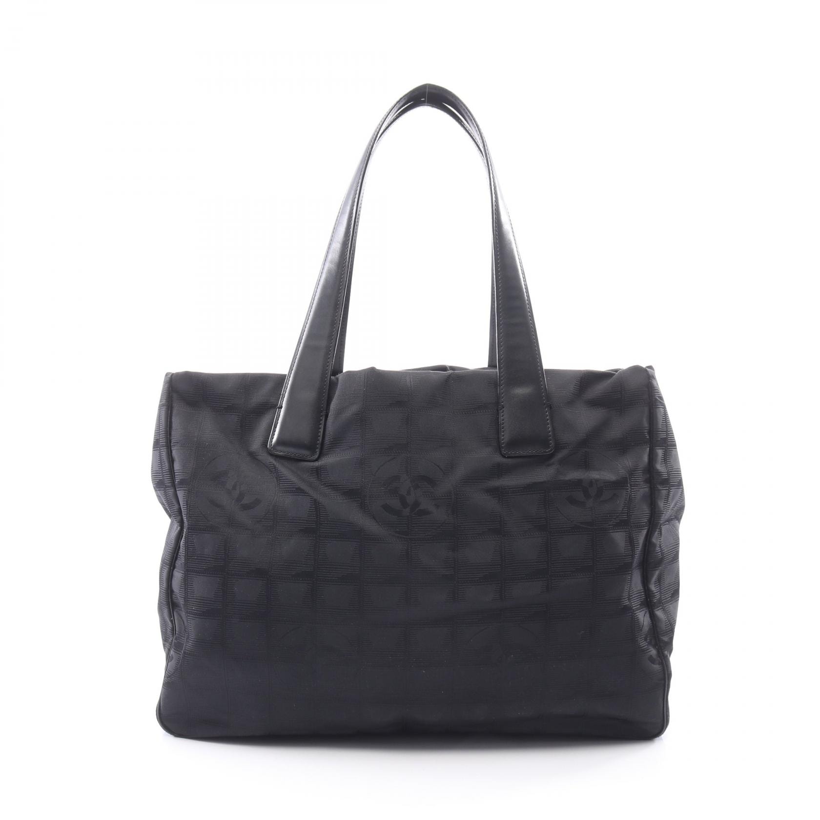 샤넬 CHANEL 뉴 트래블 라인 MM 토트 백 가죽 나일론 캔버스 여성 블랙 [중고]