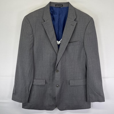 古着 トミーヒルフィガー TOMMY HILFIGER テーラードジャケット ブレザー スーツ ストライプ L44 w38 グレー メンズ