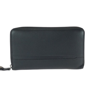 美品 BVLGARI ブルガリ OCTO ブラック 黒 レザー 長財布 ラウンドファスナー 604050 【中古】