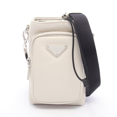 プラダ PRADA スマートフォンケース ショルダーバッグ バッグ レザー ナイロン メンズ レディース ホワイト系 / ブラック系 2ZH155 【中古】