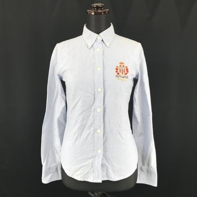 POLO JEANS/ラルフローレン★ボタンダウン/長袖シャツ【women’s size -S/ライトブルー】インパクト21正規代理店タグ/Tops/Shirts◆BH70