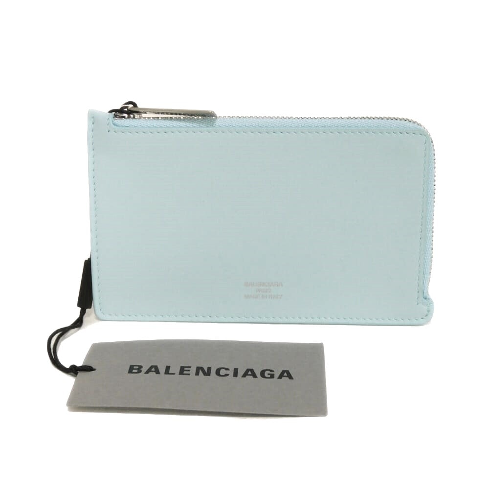BALENCIAGA バレンシアガ エンベロープ コイン カードケース 財布 小銭入れ パスケース 現行 アーモンド バイカラー フラグメントケース 未使用 新ロゴ フロスティブルー コインケース 736734 2AABX 4762