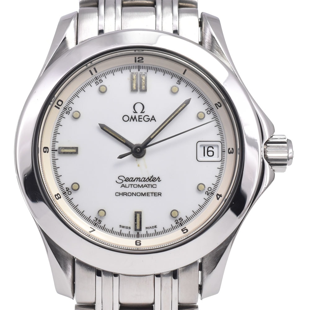 オメガ OMEGA 2501.20 シーマスター120 クロノメーター ホワイト 自動巻き メンズ 保証書付き 腕時計 D#149758