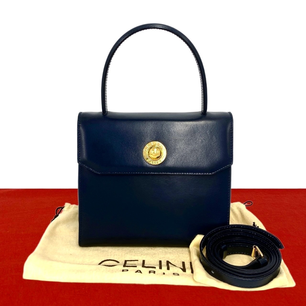 CELINE セリーヌ スターボール 金具 レザー ショルダーバッグ ネイビー
45863