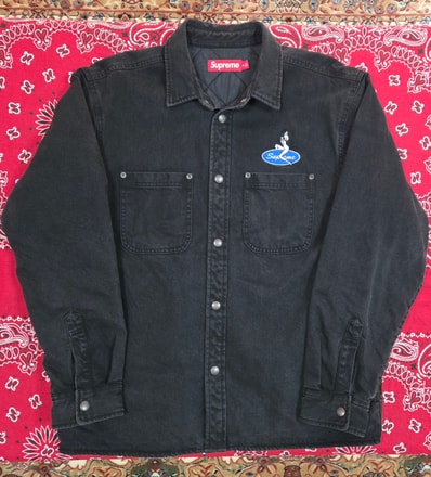 Supreme Quilted Lined Denim Snap Shirt "Washed Black"