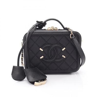 シャネル CHANEL CCフィグリー スモール バニティバッグ 2WAY ショルダーバッグ バッグ キャビアスキン(グレインドカーフ) レディース ブラック系 A93342 【中古】
