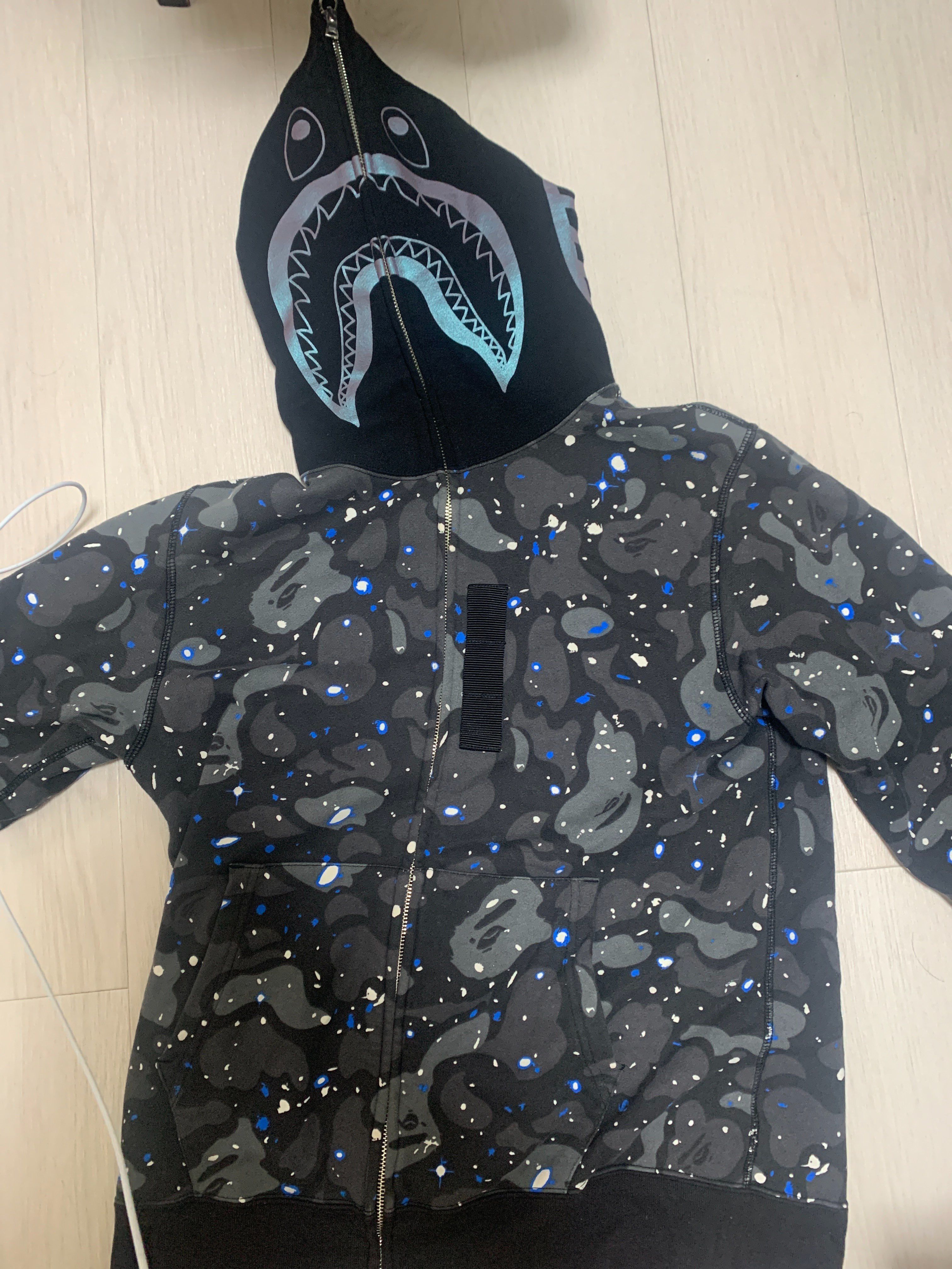 A BATHING APE Space Camo Shark Full Zip Hoodie "Black"