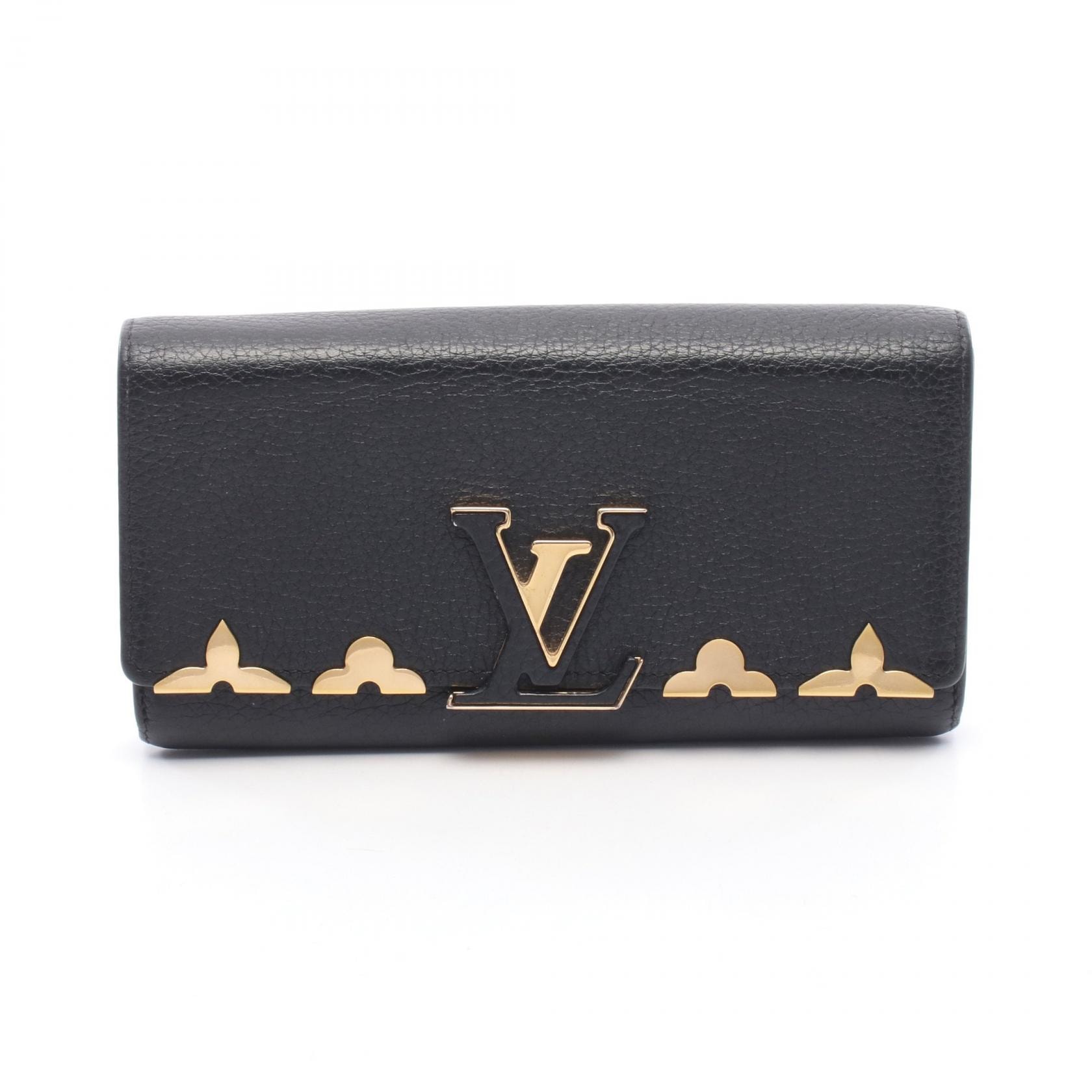 ルイ・ヴィトン LOUIS VUITTON ポルトフォイユ カプシーヌ ノワール 二つ折り長財布 財布 トリヨンレザー トリヨンレザー レディース ブラック系 M64551 【中古】