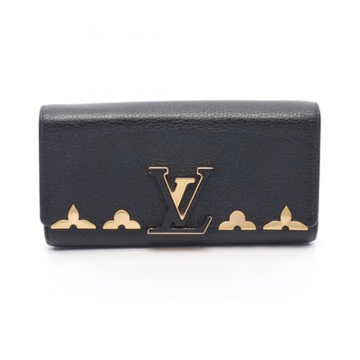 ルイ・ヴィトン LOUIS VUITTON ポルトフォイユ カプシーヌ ノワール 二つ折り長財布 財布 トリヨンレザー トリヨンレザー レディース ブラック系 M64551 【中古】