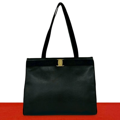 Salvatore Ferragamo サルヴァトーレフェラガモ ヴァラリボン レザー トートバッグ ブラック
26365