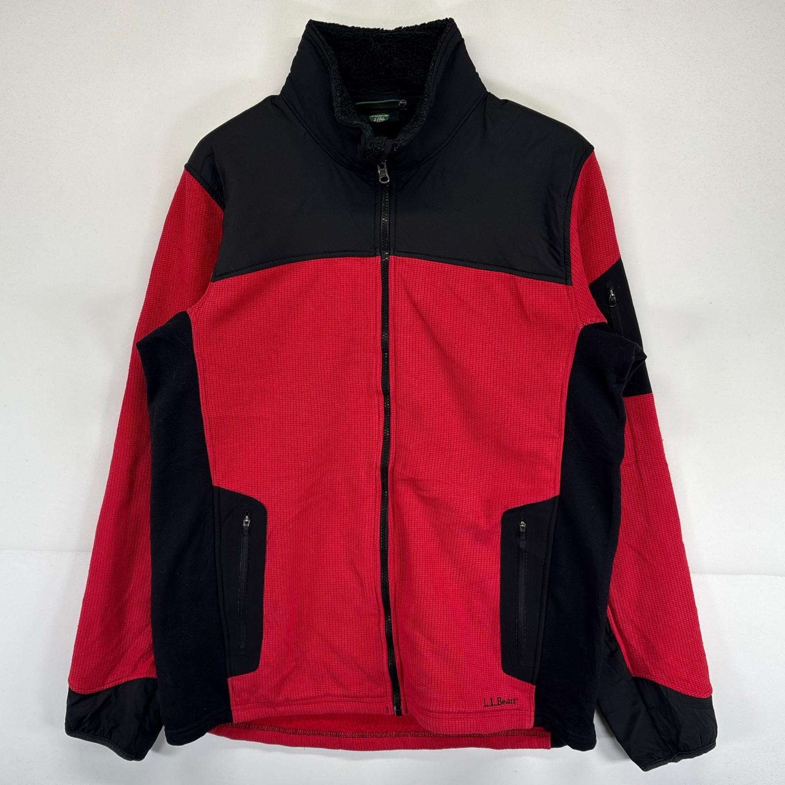 古着 エルエルビーン L.L.Bean ジャケット アウトドア ワッフル生地 裏地フリース ポーラテック シェルジャケット L  レッド メンズ