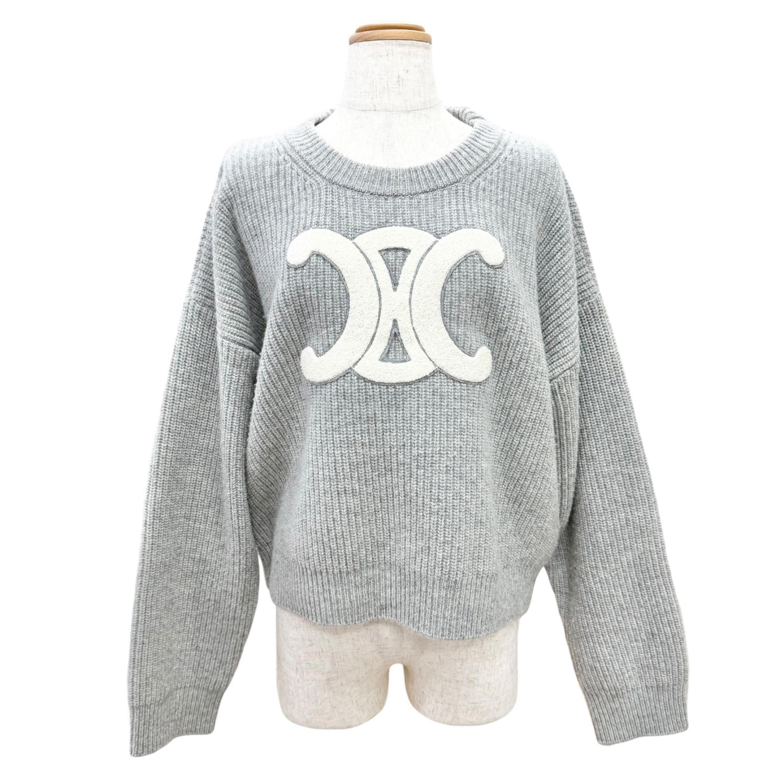 極美品 セリーヌ トリオンフ 長袖 リブニット M RY0GS423P.09GM