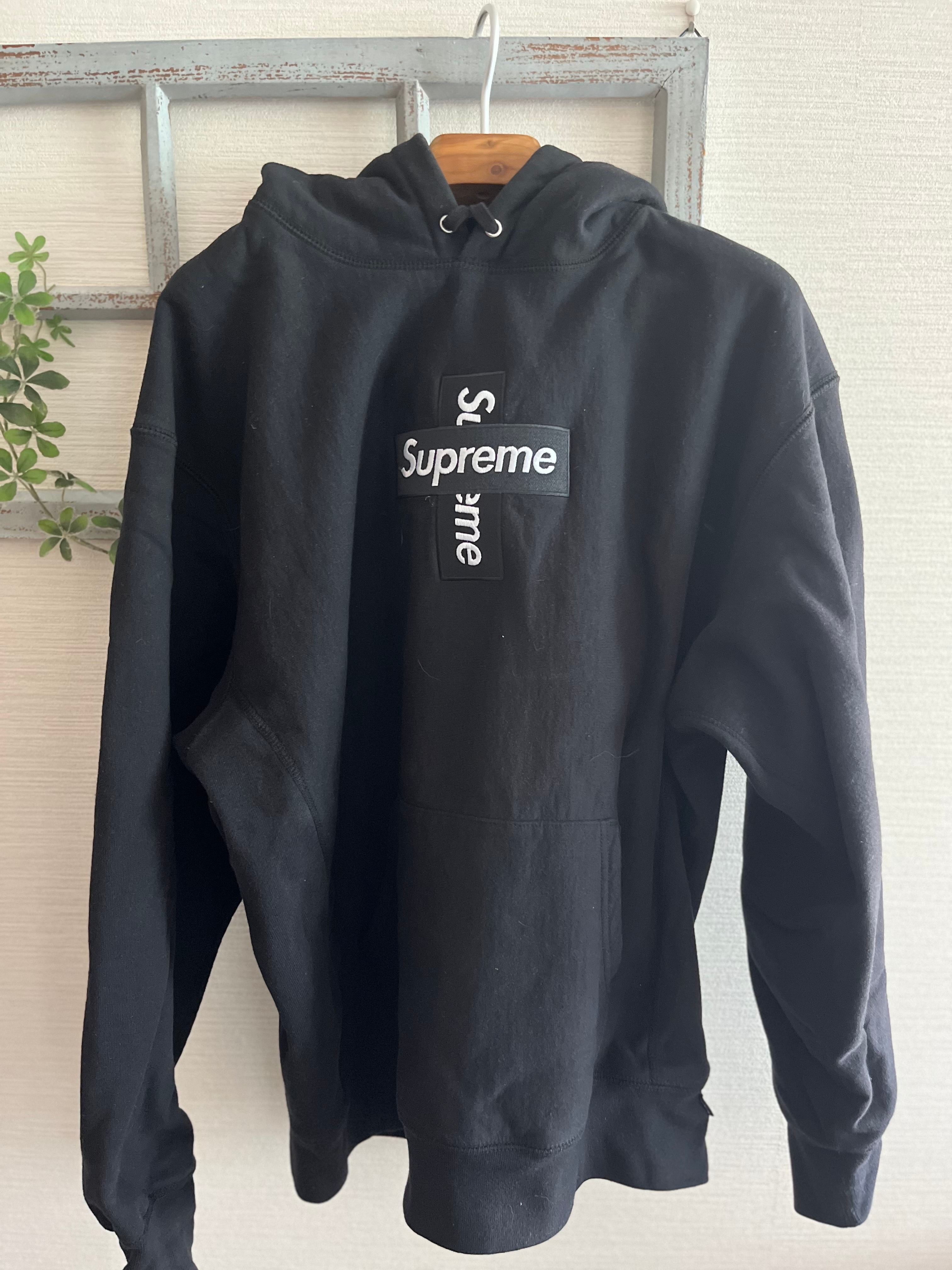 Supreme Cross Box Logo Hooded Sweatshirt "Black"