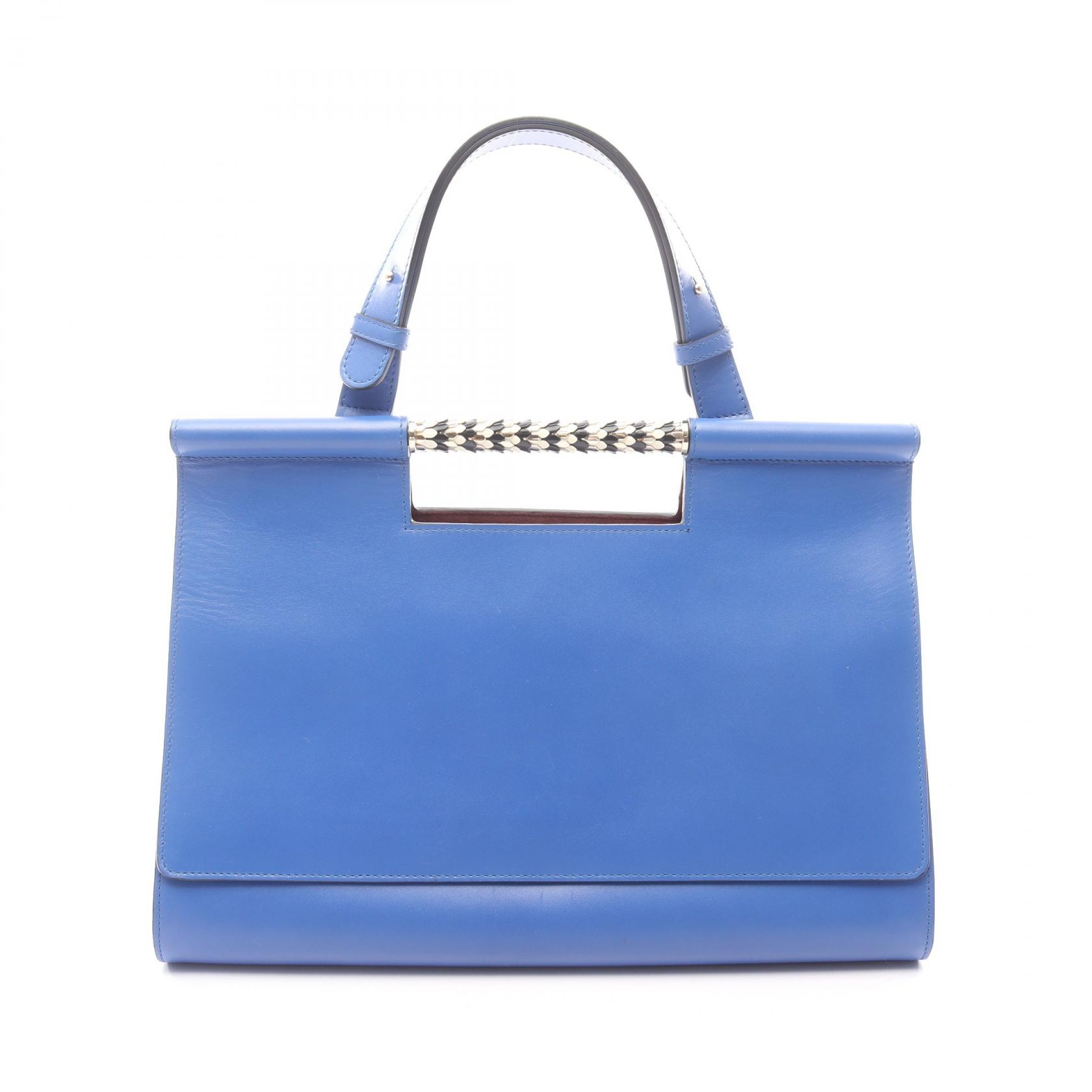 ブルガリ BVLGARI セルペンティ スカリエ ハンドバッグ バッグ レザー レディース ブルー系 / パープル系 【中古】