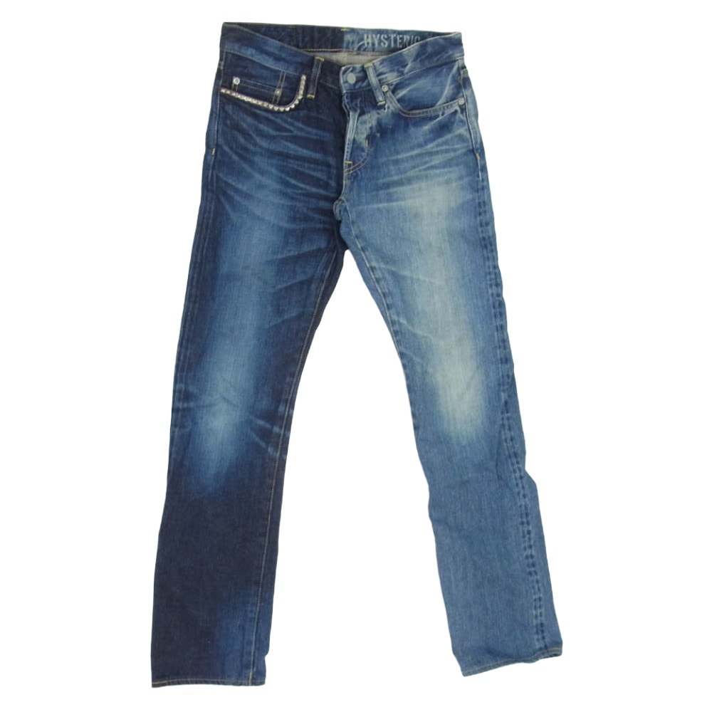 HYSTERIC GLAMOUR ヒステリックグラマー デニムパンツ 0241AP12 HRLR加工 スリムストレート デニム パンツ インディゴブルー系 28【中古】