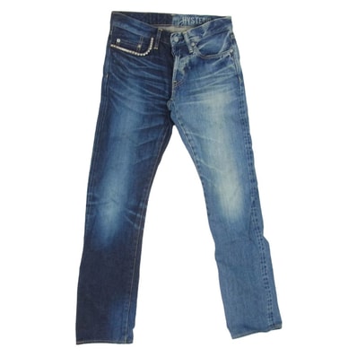 HYSTERIC GLAMOUR ヒステリックグラマー デニムパンツ 0241AP12 HRLR加工 スリムストレート デニム パンツ インディゴブルー系 28【中古】