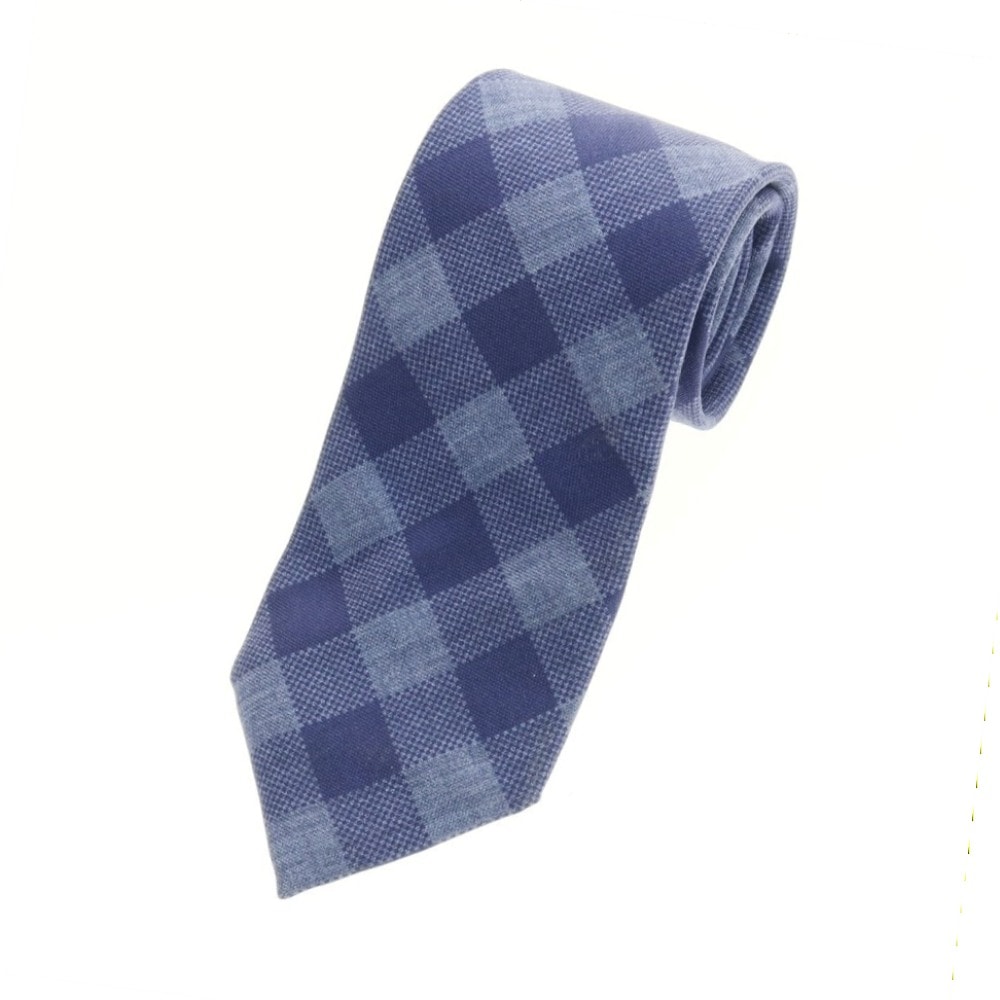 【中古】ビームスエフ BEAMS F シルク チェック柄ネクタイ ブルーxネイビー【メンズ】