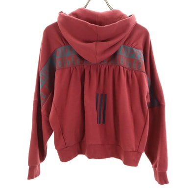 adidas アディダス バックデザイン 長袖 ワーディング ジップパーカー S レッド系 裏起毛