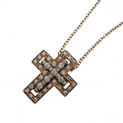 Damiani ダミアーニ ネックレス ベルエポックXXS クロスモチーフ ジュエリー アクセサリー アジャスター付き Bell Epoque 18金PG Au750 K18ピンクゴールド ダイヤモンド レディース 約4.3g 美品【中古品】