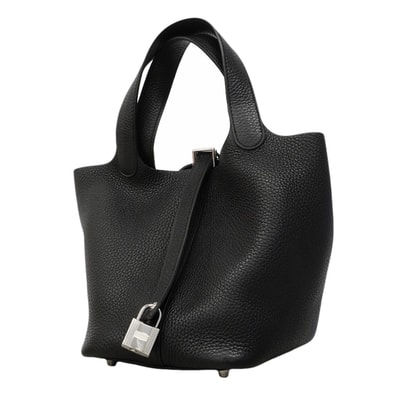 ★SALE【6gc3183】エルメス ハンドバッグ ピコタンロックPM トリヨンクレマンス ブラック シルバー金具 Y刻印【中古】レディース