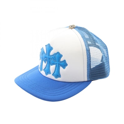 Chrome Hearts 3 Cemetery Cross Patch Trucker Hat "Blue"