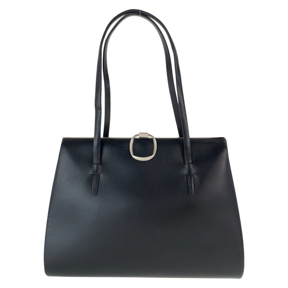 LOEWE ロエベ ヴィンテージ がま口 ブラック 黒 シルバー金具 レザー トートバッグ ハンドバッグ ショルダーバッグ 1-0289390 【中古】