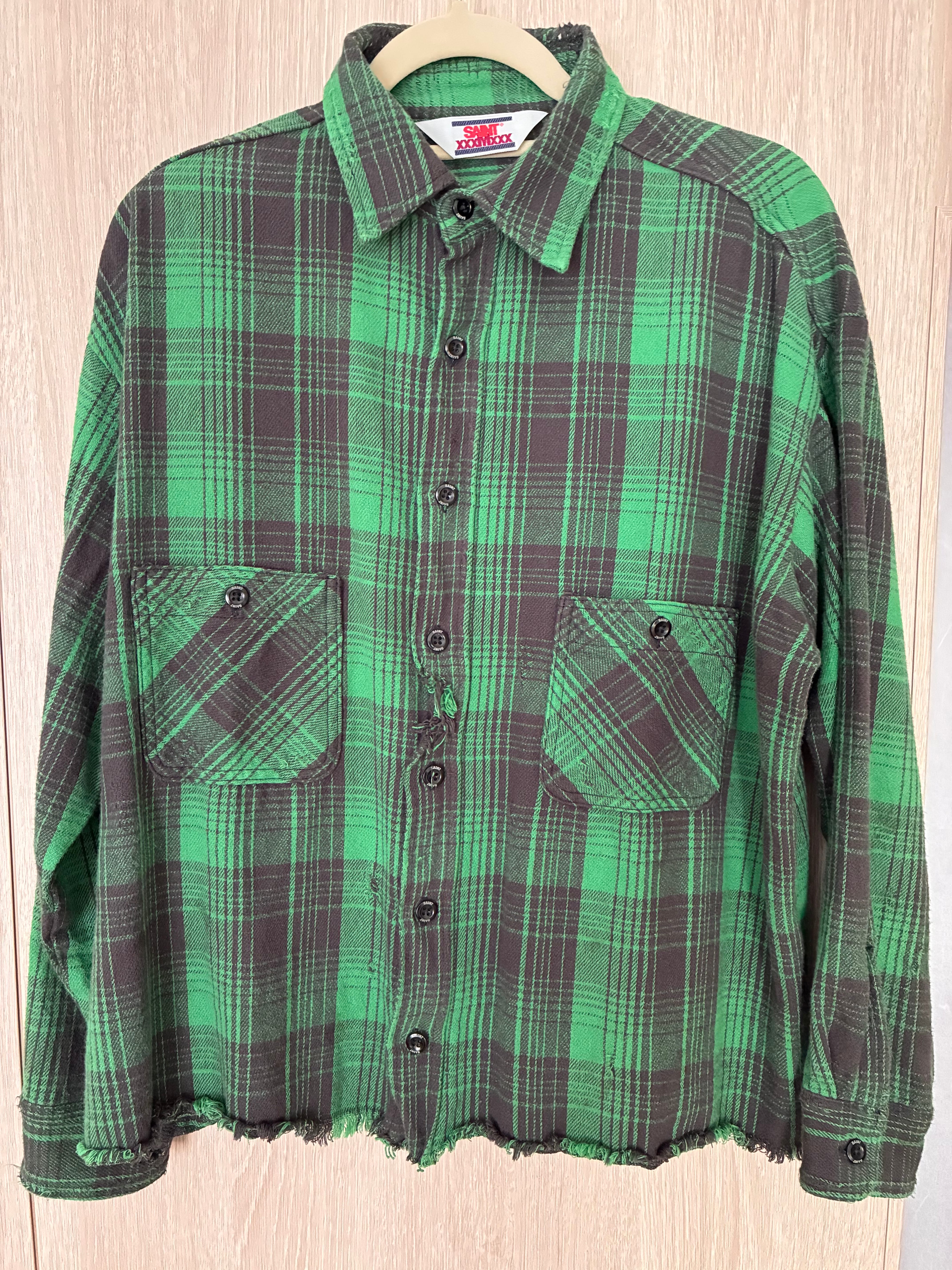 Saint Mxxxxxx 24SS Frnl Check Shirts "Green/Black"