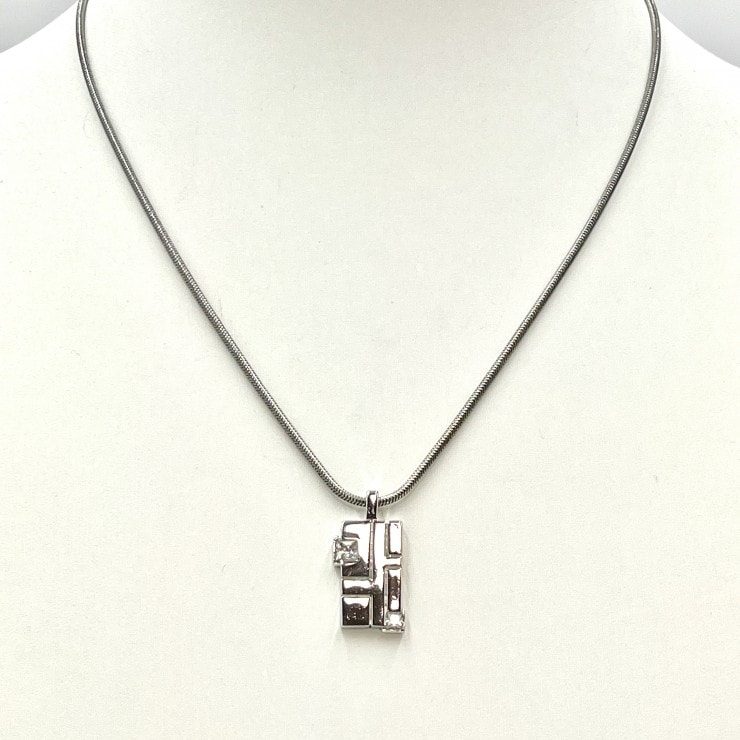 GIVENCHY(ジバンシィ) ヴィンテージ Gロゴ ネックレス ペンダント ラインストーン シルバー レディース アクセサリー【中古】