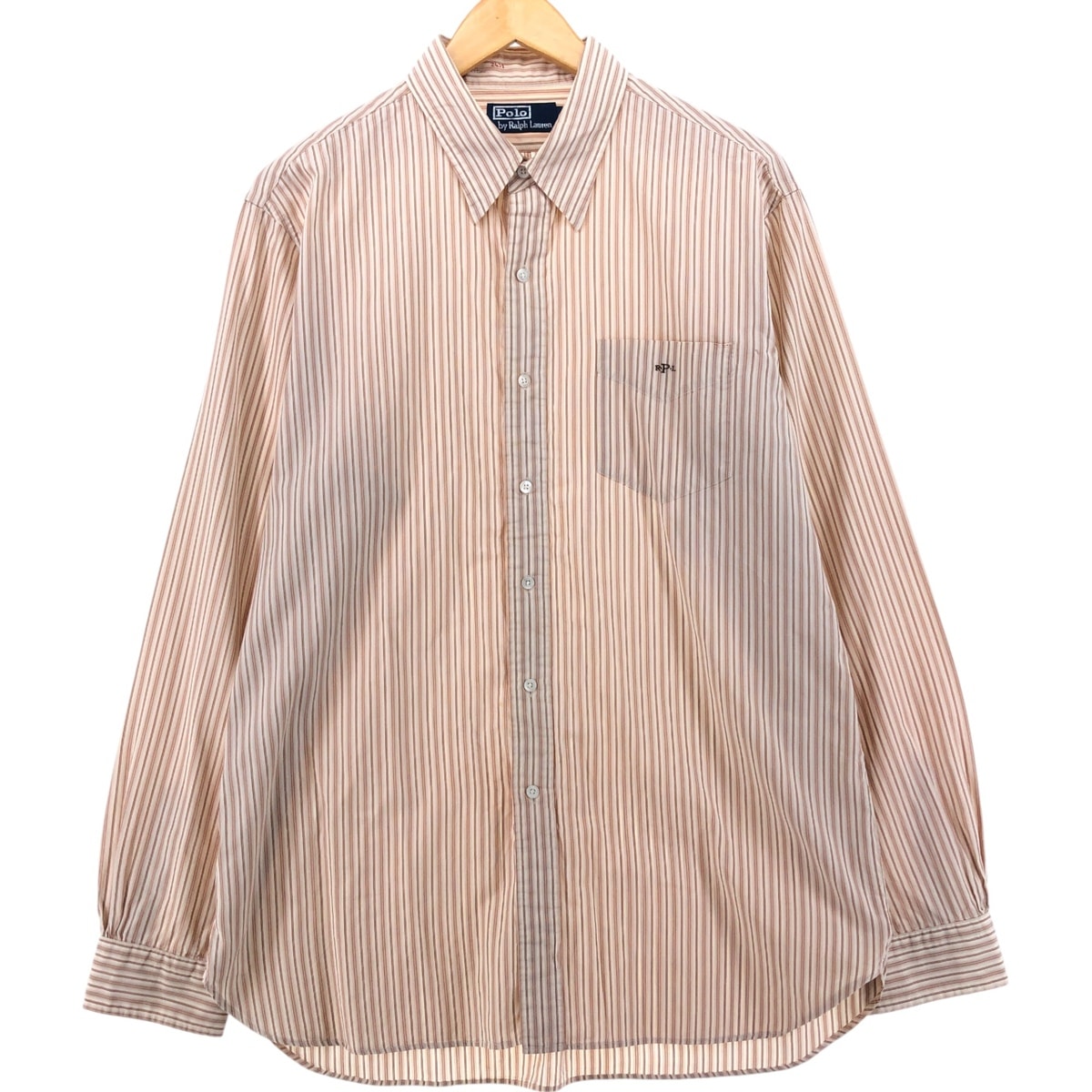 古着 ラルフローレン Ralph Lauren POLO by Ralph Lauren 長袖 コットンストライプシャツ メンズL相当/eaa536453