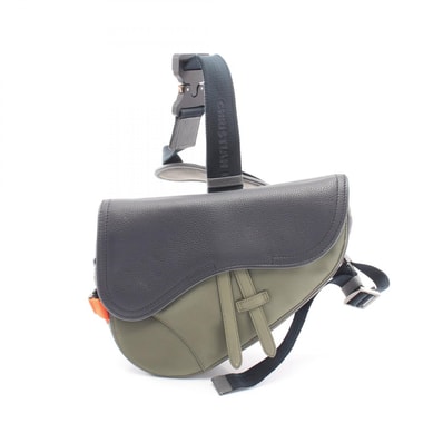 ディオール Dior DIOR × sacai SADDLE サドル ウエストバッグ ボディバッグ バッグ ナイロン レザー メンズ カーキ系 / グレー系 【中古】