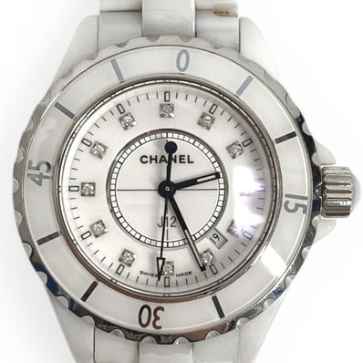 シャネル CHANEL J12 12Pダイヤ ダイヤモンド H1628 クォーツ ウォッチ ラウンドフェイス 33MM 腕時計 セラミック ホワイト