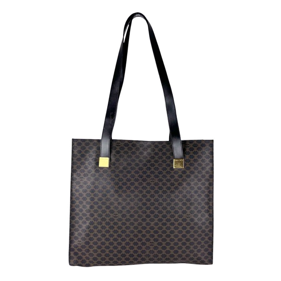 セリーヌ CELINE トートバッグ マカダム PVCコーティングキャンバス ブラック/ブラウン レディース【中古】 z10671