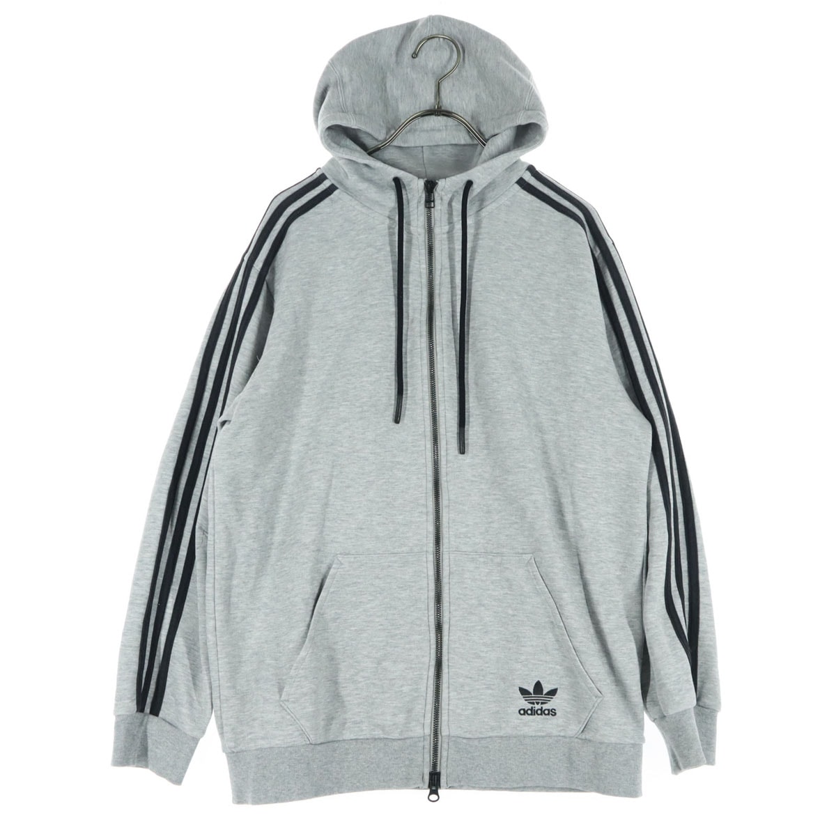 adidas アディダス ワンポイント刺_ 長袖 ジップジャケット M グレー