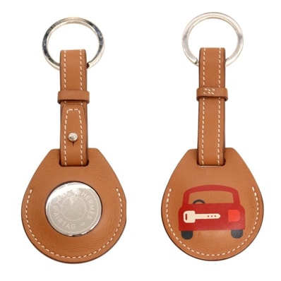 【中古】エルメス HERMES レザー ピクト・ヴォワチュール Apple Air Tag エアタグ キーホルダー ブラウン【メンズ】