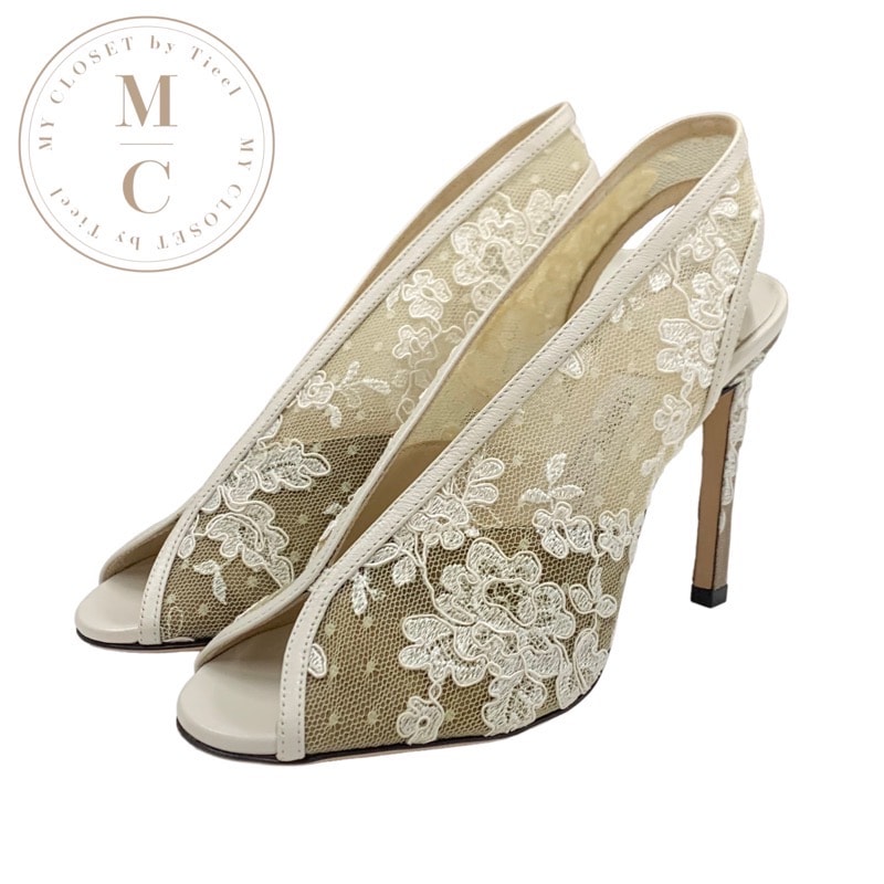 ジミーチュウ JIMMY CHOO SHAR 100 パンプス 靴 シューズ レース アイボリー サンダル ウェディングシューズ