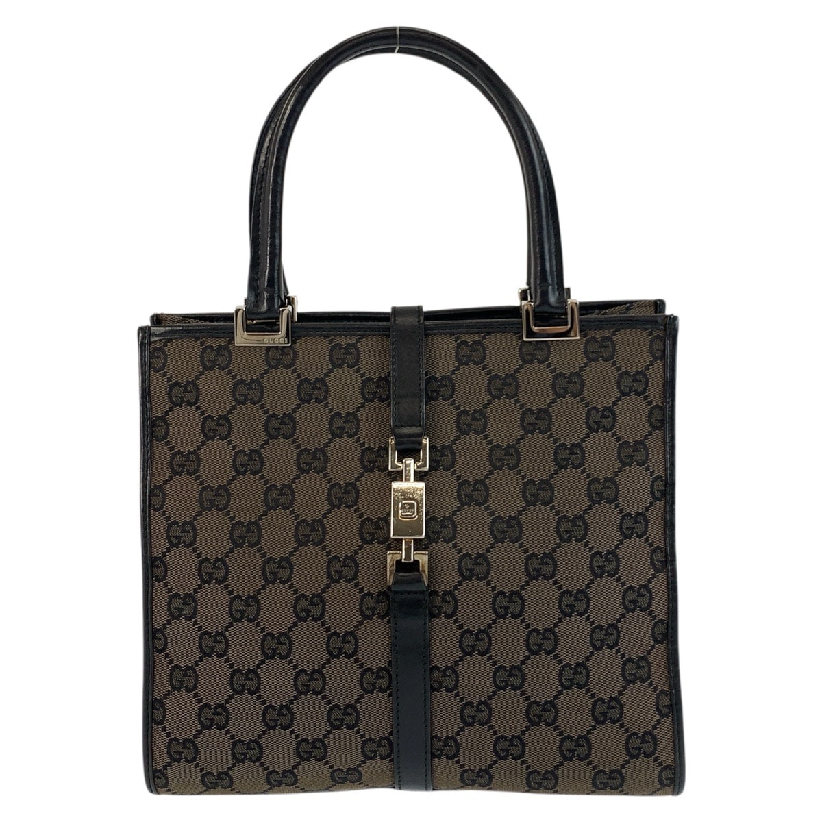 美品 GUCCI グッチ ジャッキー ブラウン ブラック 黒 シルバー金具 GGキャンバス レザー/ ハンドバッグ 505815 【中古】