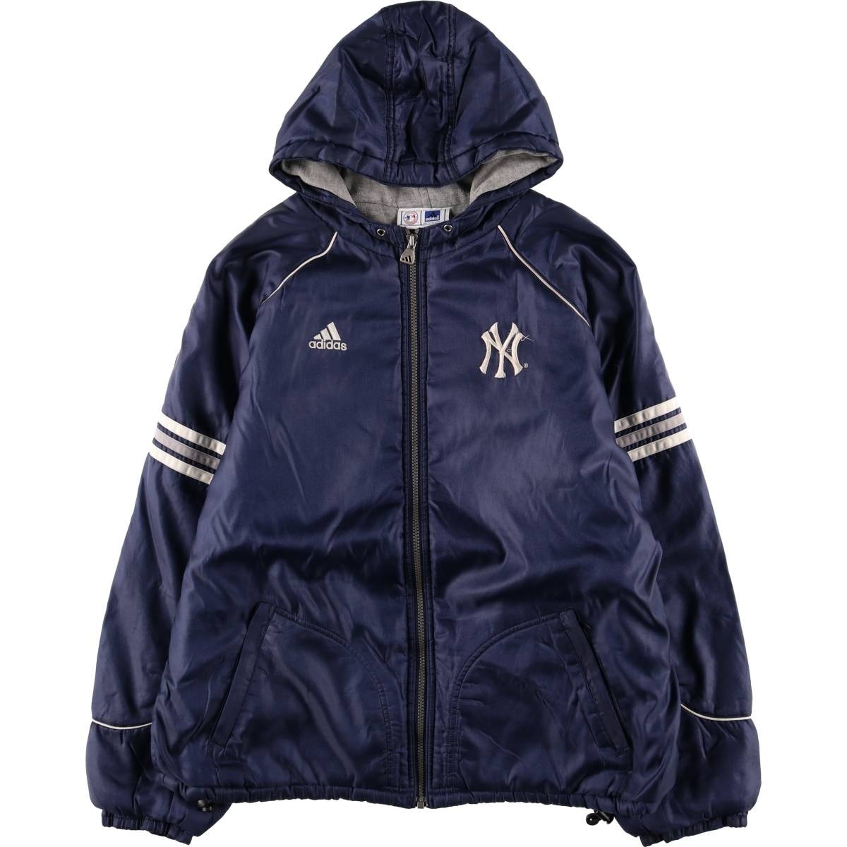 古着 90年代 アディダス adidas MLB NEW YORK YANKEES ニューヨークヤンキース バックロゴ 中綿パーカー パファージャケット メンズXL相当 ヴィンテージ/evb031702