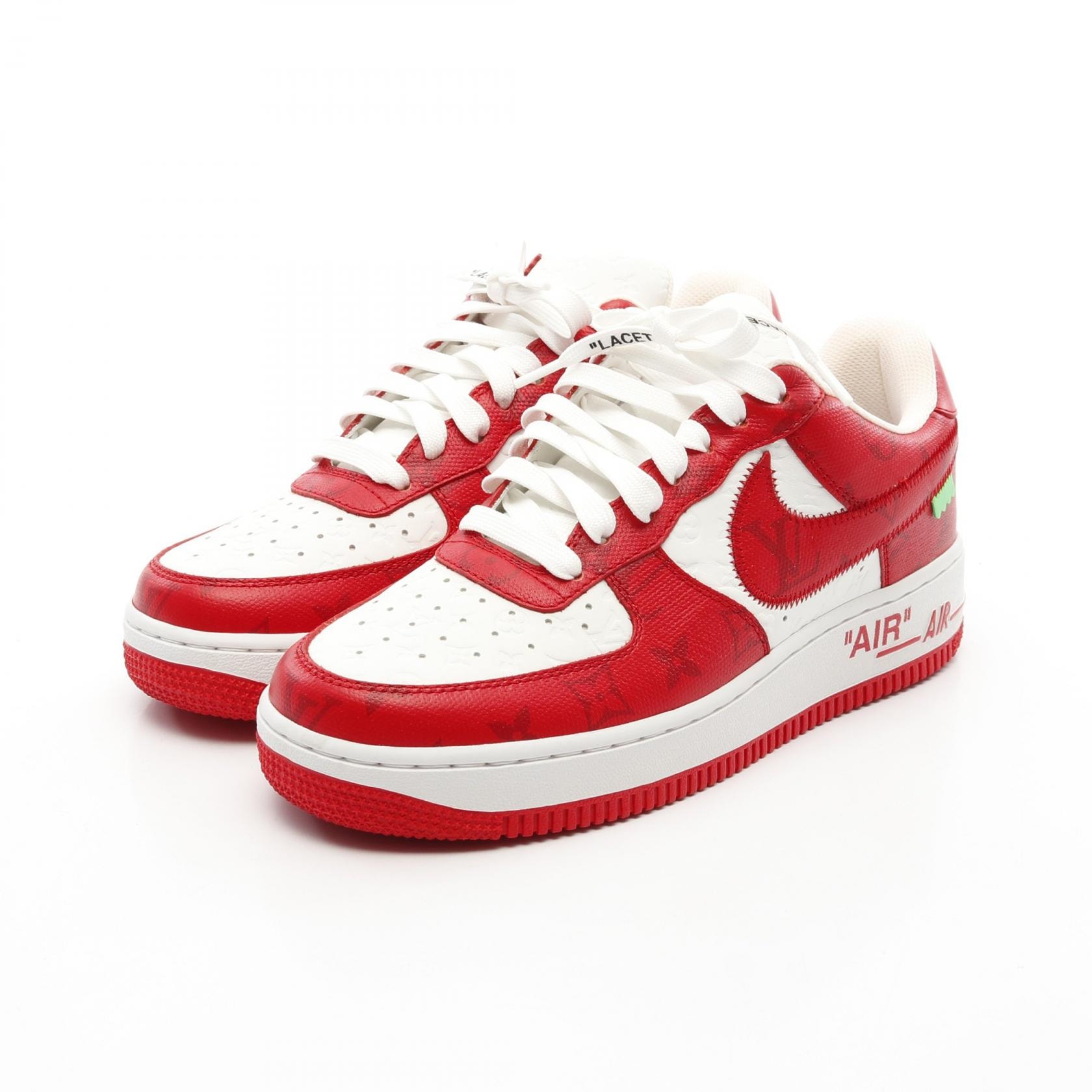 ルイ・ヴィトン LOUIS VUITTON LOUIS VUITTON × Nike Air Force1 Low モノグラム スニーカー 靴 レザー レッド レディース ホワイト系 / レッド系 【中古】