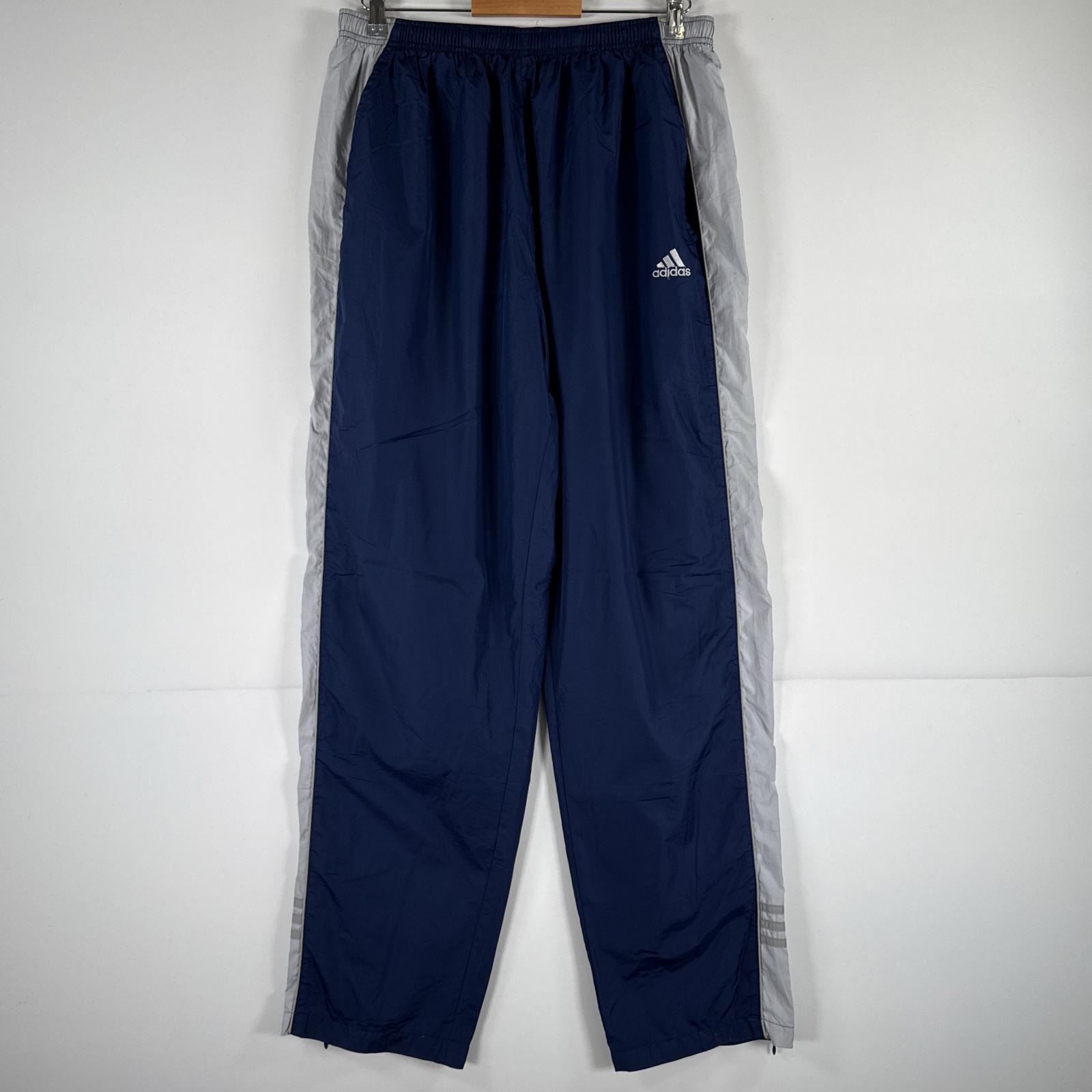 古着 90's/90年代 アディダス adidas パンツ ナイロン ワンポイント サイド ライン 大きいサイズ ストレート 2XL ネイビー メンズ